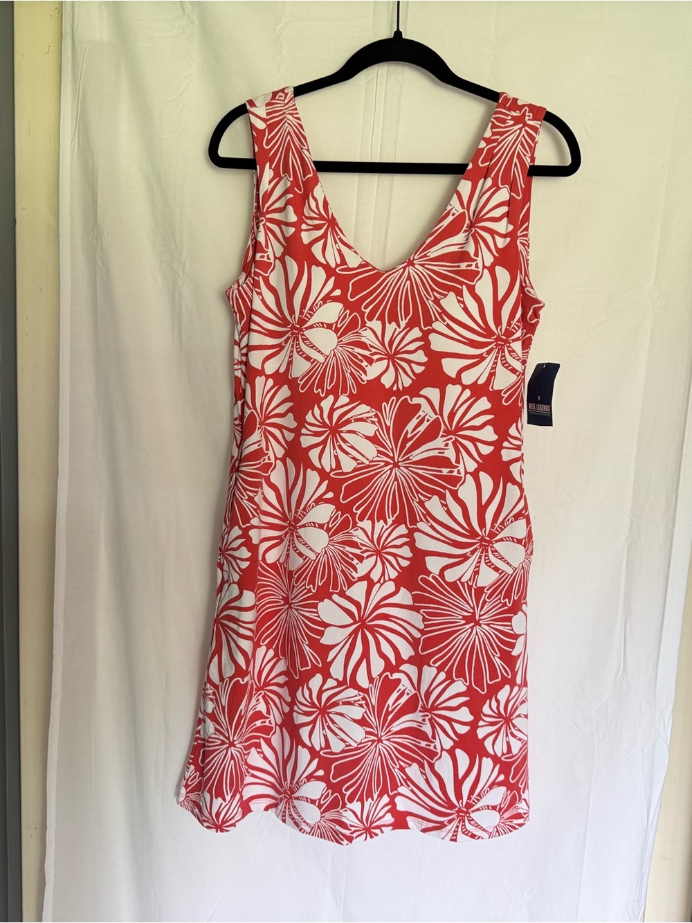Reel Legends Orange & White Floral V‑Neck Mini‎ Dress Size S